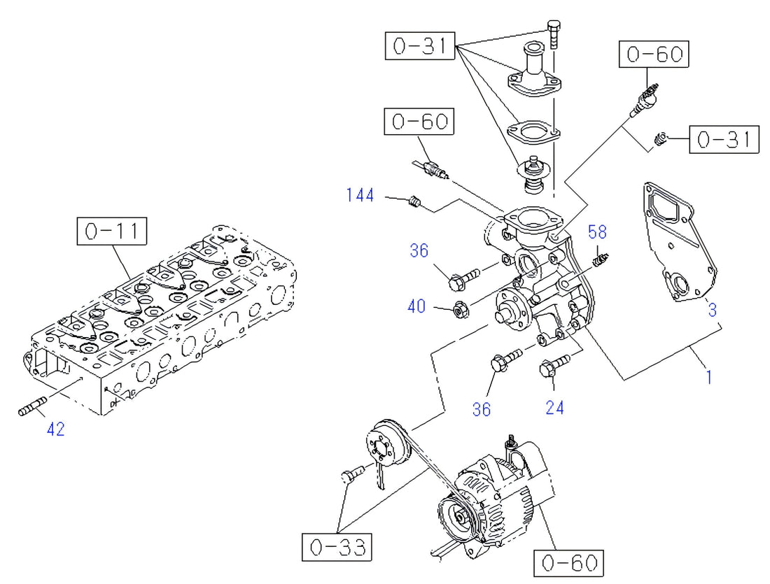 ISUZU DIESEL ENGINE 4LE1 DA07 WATER PUMP AND CORROSION RESISTOR
