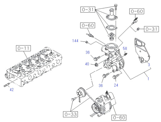 ISUZU DIESEL ENGINE 4LE1 DA07 WATER PUMP AND CORROSION RESISTOR