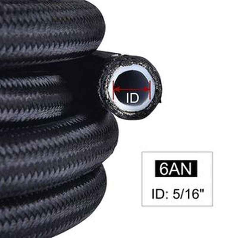 10FT AN-6 Steel Braided Oil/Fuel Line Kit