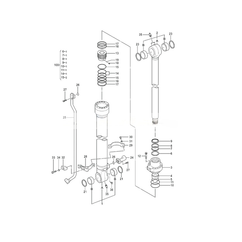For Hitachi Excavator ZX250H-3 ZX250K-3 ZX250W-3 Bucket Cylinder Seal Kit 1102306