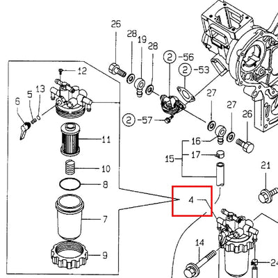 Conjunto de filtro de combustível 129053-55621 para motor Yanmar 2TNV70 3TNM72 3TNM74F 3TNV76F