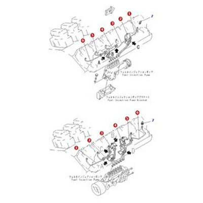 12-Piece Fuel Line Kit 6215-71-4211 for Komatsu SA12V140 Engine