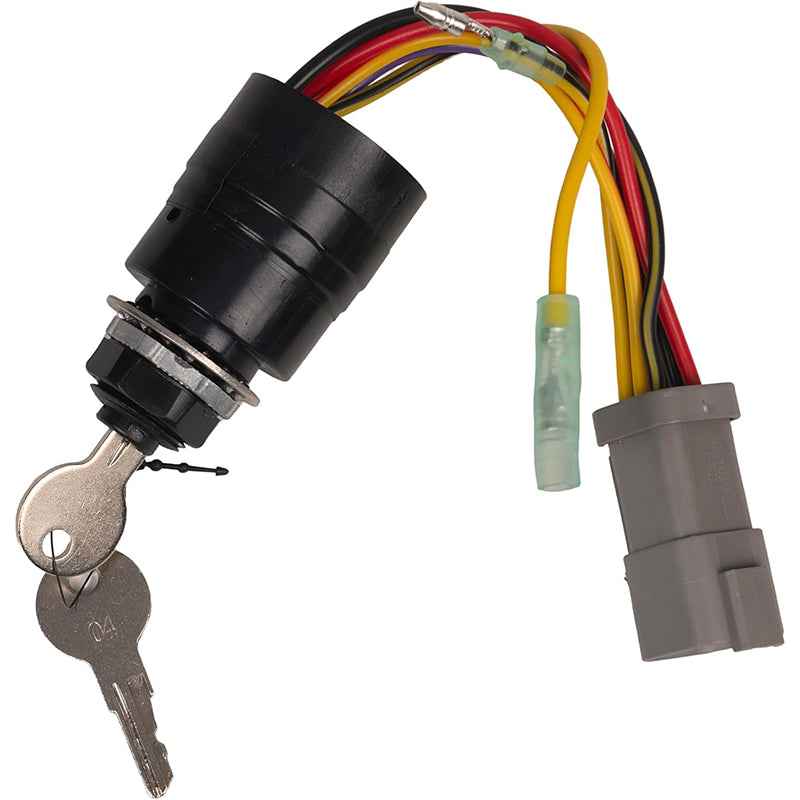 129572 Ignition Switch with 2 Key Fit for Tracker Boats, 2 Keys 3 Position 6 Wire Connectors Adapter