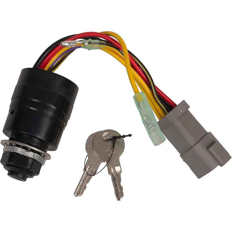 129572 Ignition Switch with 2 Key Fit for Tracker Boats, 2 Keys 3 Position 6 Wire Connectors Adapter