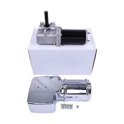 12V 90:1 Dump Truck Tarp Motor - Chrome Cover - 1.2HP, 900W