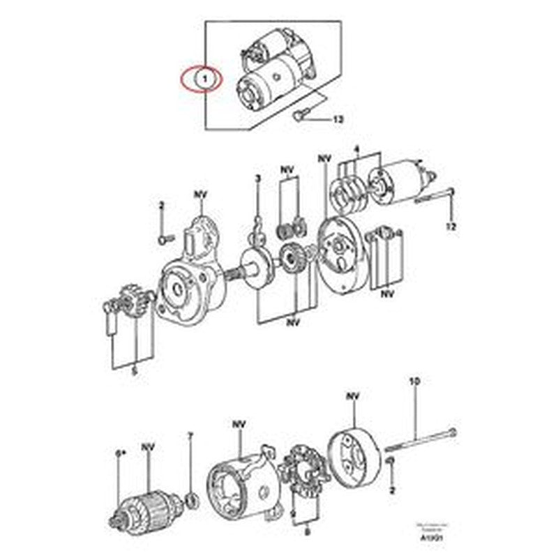 12V 15T Starter Motor for Volvo EC13-EC15 Excavator PJ7412897 buymachineryparts