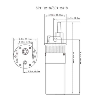 12V/24V Surgeflo SPX-12-8/SPX-24-8 Submersible Pump for Solar Irrigation