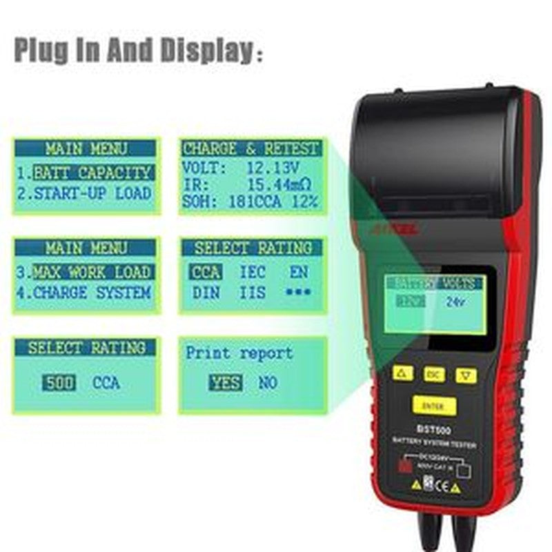 12V/24V Ancel Battery Tester BST-500 with Thermal Printer for Cars & Trucks buymachineryparts