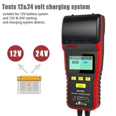 Testador de Baterias 12V/24V Ancel BST-500 com Impressora Térmica para Carros e Camiões