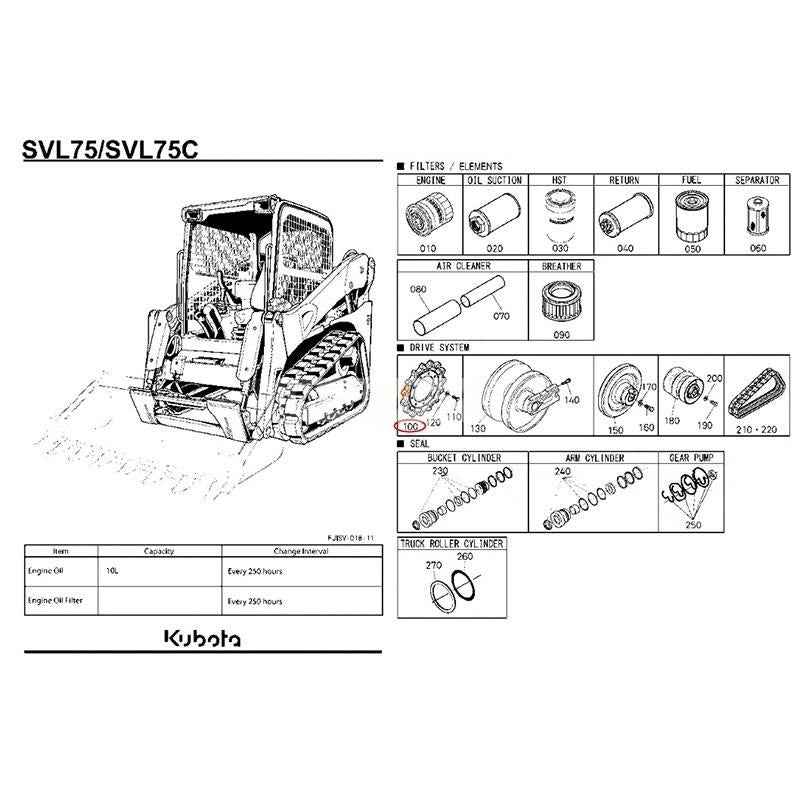 15T Sprocket V0511-21110 for Kubota Track Loader SVL65-2 SVL75 SVL75-2 SVL75C