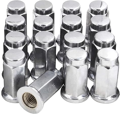 16 Flat Lug Nuts - 10x1.25 Chrome Finish ATV Can-Am Yamaha Honda Suzuki Kawasaki