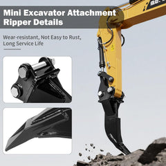 Mini Excavator Ripper Tooth, Single Hook Backhoe Ripper Attachment for 0.8-1.8 Ton Excavators, Breaks Hard Soil, Rock, Roots & Frost