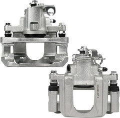 Pinzas de freno plateadas 18B5081 y 18B5080 con soporte, compatibles con Chrysler Town &amp; Country (2008-2012), Dodge Grand Caravan (2008-2012) y Volkswagen Routan (2009-2012). 2 unidades, traseras izquierda y derecha.