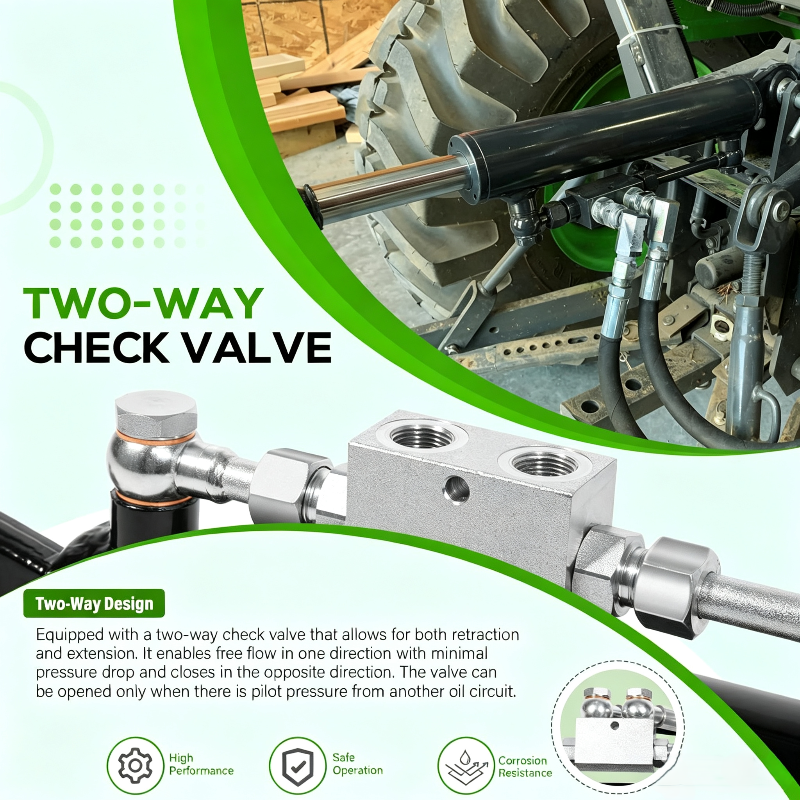 Hydraulic Top Link Cat. 1-1 with Locking Block 20-7/8"-31-7/8", Double-Acting Hydraulic Cylinder with 2 Hoses & Two-Way Check Valve for Tractor/Excavator