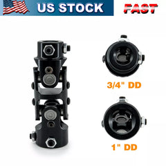 1" DD X 3/4" DD BLACK Double Steering U Joint Universal Steering Shaft US New