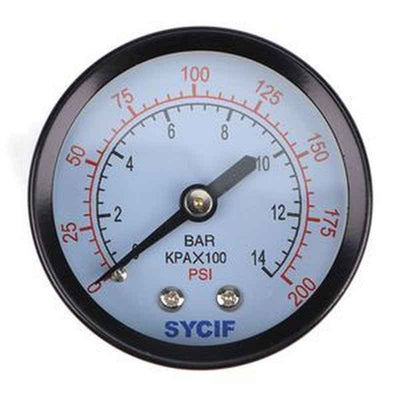 2' Face Back Mount 1/4' NPT 0-200 PSI Hydraulic Pressure Gauge