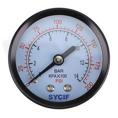 2' Face Back Mount 1/4' NPT 0-200 PSI Hydraulic Pressure Gauge