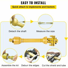 PTO Shaft, 1-3/8" PTO Drive Shaft, 6 Spline Both Ends PTO Driveline Shaft, Series 4 Tractor PTO Shaft, 31.5"-41" Brush Hog PTO Shaft, Yellow PTO Shaft w/Slip Clutch for Bush Hog/Finish Mower