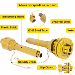 PTO Shaft, 1-3/8" PTO Drive Shaft, 6 Spline Both Ends PTO Driveline Shaft, Series 4 Tractor PTO Shaft, 31.5"-41" Brush Hog PTO Shaft, Yellow PTO Shaft w/Slip Clutch for Bush Hog/Finish Mower
