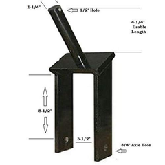63740 Tail Wheel Fork for Bush Hog Rotary Cutters – 1-1/4" Yoke Shaft, 3/4" Axle Hole, 4-1/4" Usable Length