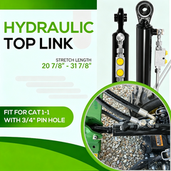 Hydraulic Top Link Cat. 1-1 with Locking Block 20-7/8"-31-7/8", Double-Acting Hydraulic Cylinder with 2 Hoses & Two-Way Check Valve for Tractor/Excavator