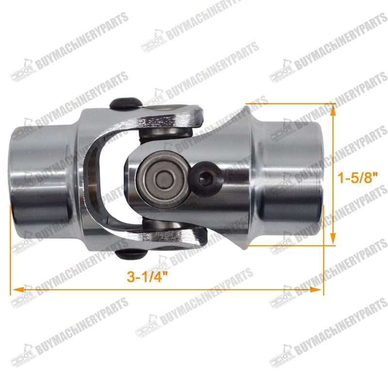 3/4" Smooth Round x 3/4" Smooth Round Chrome Steering Universal U Joint Coupler - Buymachineryparts