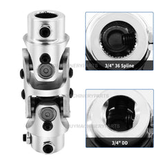 3/4" 36 Spline x 3/4" DD Double Steering Shaft U Joint Coupling Chrome Coupler