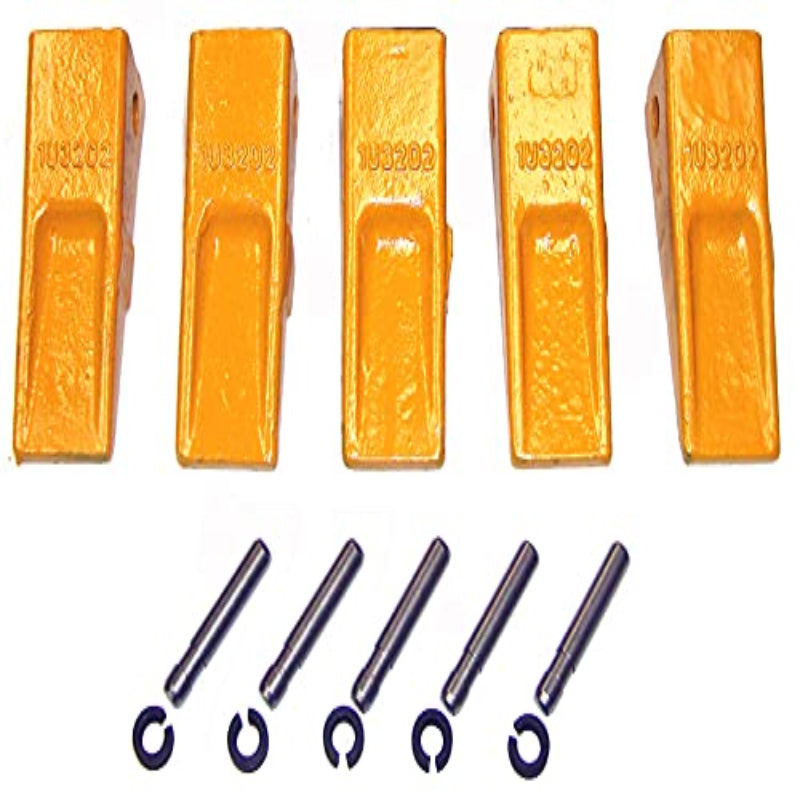 Excavator Bucket Teeth & Adapter Kit CAT J200 Style,General Purpose Dirt Excavator Bucket Teeth (5 Pack) with Pins and Retainers,Fits Bobcat Cat Kubota Yanmar Takeuchi Doosan,Rock & Penetration Tip