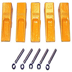Excavator Bucket Teeth & Adapter Kit CAT J200 Style,General Purpose Dirt Excavator Bucket Teeth (5 Pack) with Pins and Retainers,Fits Bobcat Cat Kubota Yanmar Takeuchi Doosan,Rock & Penetration Tip
