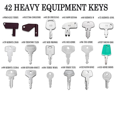 42 Pcs Key for CASE Caterpillar CAT John Deere JCB Komatsu Volvo Heavy Equipment
