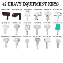 42 Pcs Key for CASE Caterpillar CAT John Deere JCB Komatsu Volvo Heavy Equipment