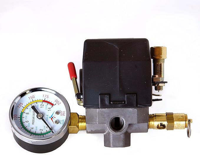 4 Ports 95-125 PSI With 0-200 PSI Gauge 150 PSI Air Compressor Pressure Control Switch LF10-L4 For Lefoo