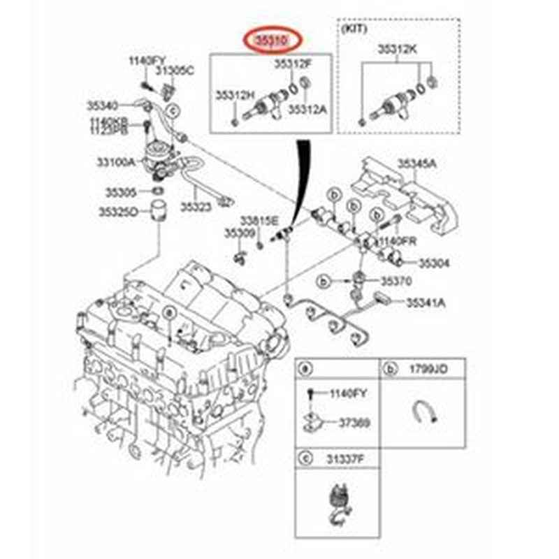 4-Piece Fuel Injector 35310-2G720 for Hyundai Santa Fe Sport Sonata