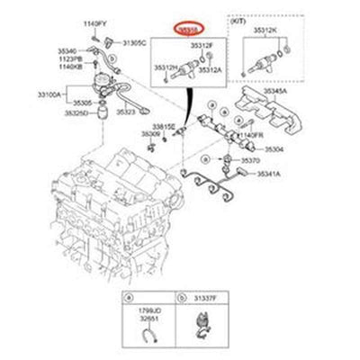 4-Piece Fuel Injector 353102G720 for Kia Optima & Sportage 2011-2015