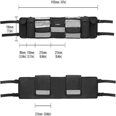 ROPS Roll Cage Rear Storage Bag Organizer 47 x 7.5 Inch 1680D Waterproof Oxford Reflective Strip Glow in the Dark Zipper Universal for Tractor UTV Roll Bar Cage