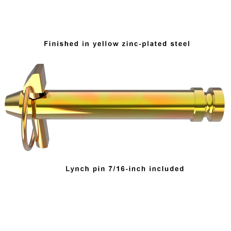 3 Point Hitch Pins 5 Pack - 3/4" x 4" Cat 1 Tractor Hitch Pins with Lynch Pins (Yellow Zinc Plated)