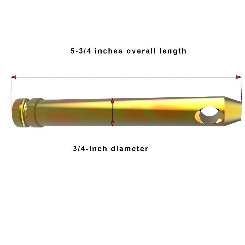 3 Point Hitch Pins 5 Pack - 3/4" x 4" Cat 1 Tractor Hitch Pins with Lynch Pins (Yellow Zinc Plated)