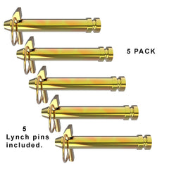3 Point Hitch Pins 5 Pack - 3/4" x 4" Cat 1 Tractor Hitch Pins with Lynch Pins (Yellow Zinc Plated)