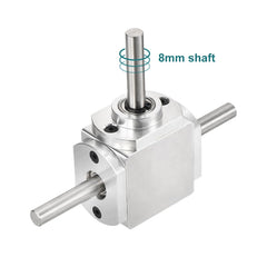 uxcell 90 Degree Right Angle Bevel Gearbox 1:1 Forward Double Output Shaft, Aluminum Frame, 8mm Shaft, 118x87x30mm - Light-Duty Right-Angle Drive for DIY & Equipment