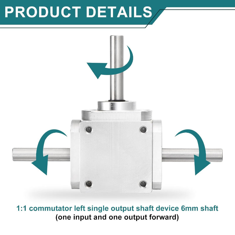 uxcell 90 Degree Right Angle Bevel Gearbox 1:1 Forward Double Output Shaft, Aluminum Frame, 8mm Shaft, 118x87x30mm - Light-Duty Right-Angle Drive for DIY & Equipment