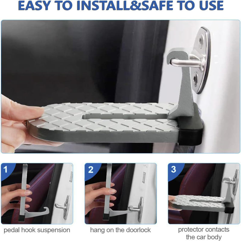 Car Door Step,Folding Aluminum Alloy Step,Universal Fit Roof Access,Fits All SUV/Truck/Car Door Latches(Silver-2PCS)