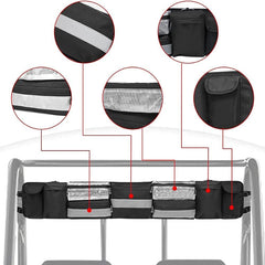 ROPS Roll Cage Rear Storage Bag Organizer 47 x 7.5 Inch 1680D Waterproof Oxford Reflective Strip Glow in the Dark Zipper Universal for Tractor UTV Roll Bar Cage