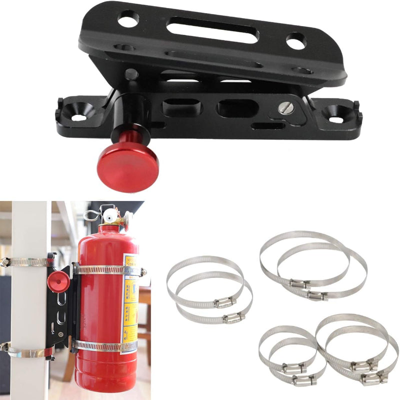 Quick Release Aluminum Roll Bar Fire Extinguisher Mount,6061-T6 Billet Aluminum,Fits Jeep Wrangler Gladiator Bronco UTV Polaris RZR Can-Am,1-10Lb (8 Clamps)