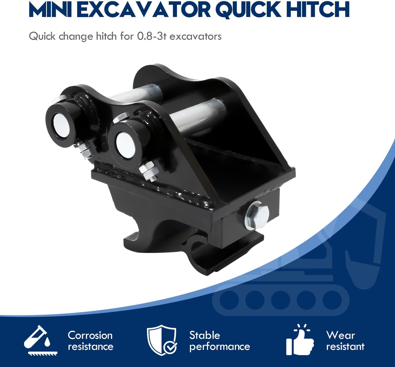 Mini Excavator Quick Coupler 25mm 0.8-3 Ton - Alloy Steel Quick Hitch for Bucket Swap (Universal Fit)
