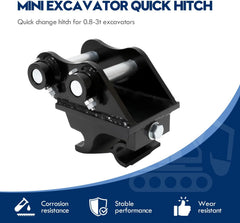 Mini Excavator Quick Coupler 25mm 0.8-3 Ton - Alloy Steel Quick Hitch for Bucket Swap (Universal Fit)