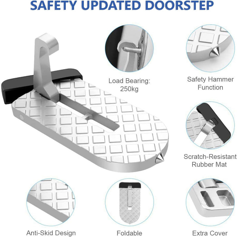 Car Door Step,Folding Aluminum Alloy Step,Universal Fit Roof Access,Fits All SUV/Truck/Car Door Latches(Silver-2PCS)