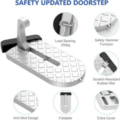 Car Door Step,Folding Aluminum Alloy Step,Universal Fit Roof Access,Fits All SUV/Truck/Car Door Latches(Silver-2PCS)