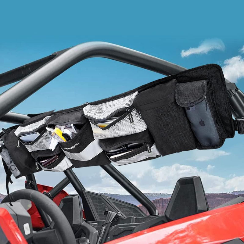 ROPS Roll Cage Rear Storage Bag Organizer 47 x 7.5 Inch 1680D Waterproof Oxford Reflective Strip Glow in the Dark Zipper Universal for Tractor UTV Roll Bar Cage