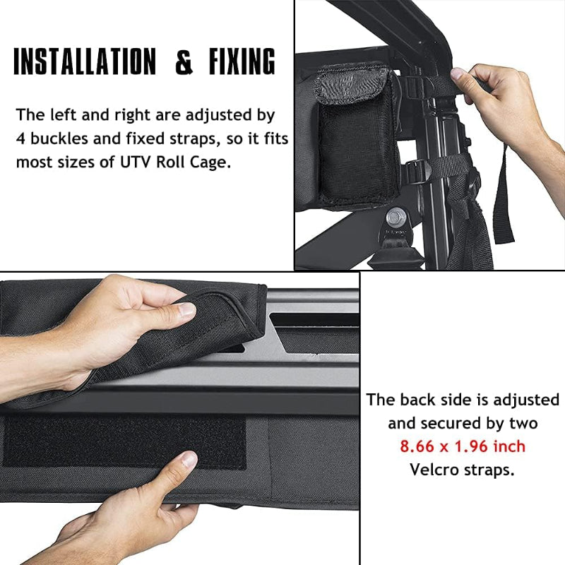 ROPS Roll Cage Rear Storage Bag Organizer 47 x 7.5 Inch 1680D Waterproof Oxford Reflective Strip Glow in the Dark Zipper Universal for Tractor UTV Roll Bar Cage