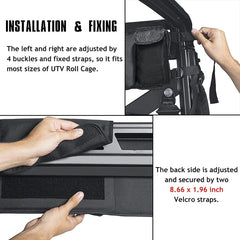 ROPS Roll Cage Rear Storage Bag Organizer 47 x 7.5 Inch 1680D Waterproof Oxford Reflective Strip Glow in the Dark Zipper Universal for Tractor UTV Roll Bar Cage